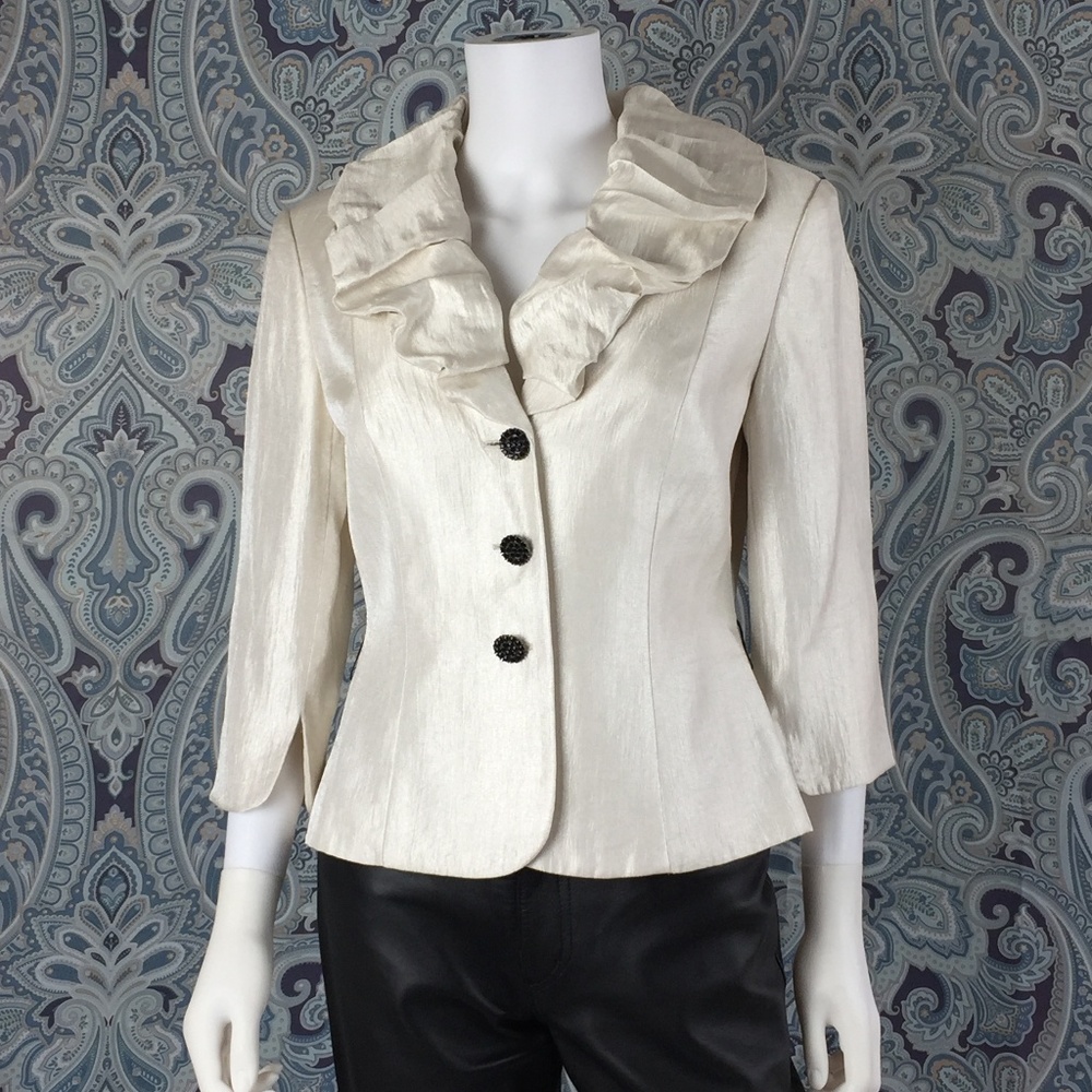 VTG Victor Costa ruffle collar jacket metallic 8